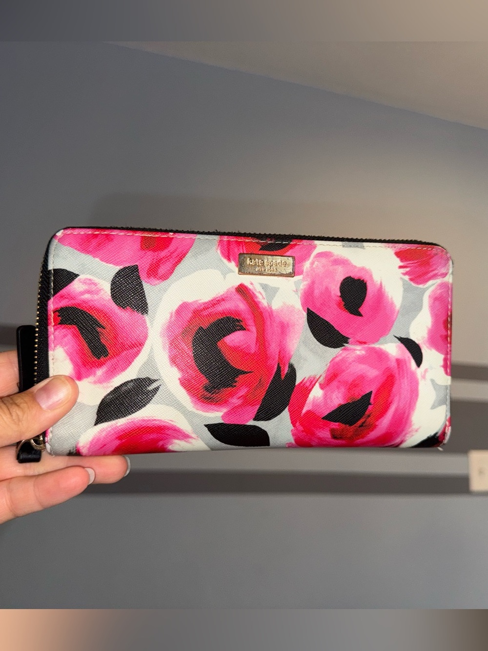 kate spade Pink Floral Zip Around Wallet